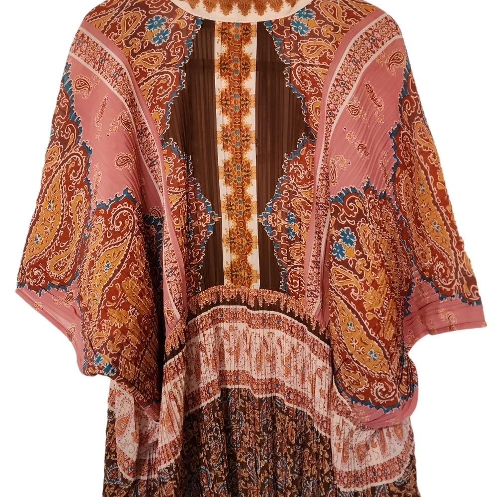 NWT DR2 Bohemian Open Front Kimono Wrap - Earthy Paisley Print - Picture 3 of 9